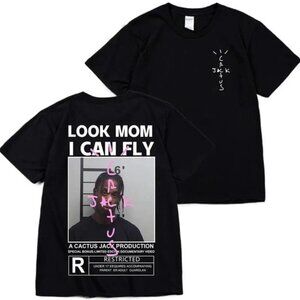 Travis Scott T-Shirt Unisex Look Mom I Can Fly Cactus Jack, Hip Hop Streetwear